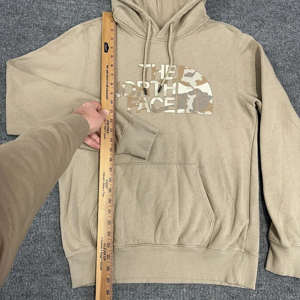 The North Face Hoodie‎ Men Small Khaki Tan Desert Camo Box Logo Fleece
